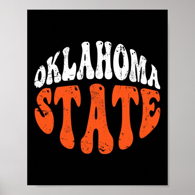 Poster Oklahoma State Tee.retro Vintage Distressed Design (Devant)