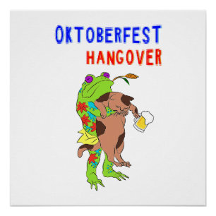 Poster Oktoberfest Hangover Cat 16 Frog Octobre Volksfest
