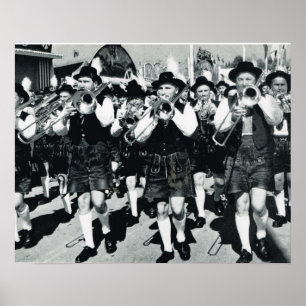 Poster Oktoberfest vintage, Munich, bande en laiton