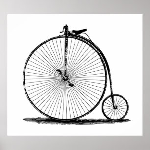 Poster old  19th century penny farthing l Vintage