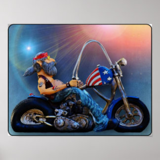Poster Old American Biker