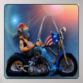 Poster Old American Biker