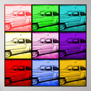 Poster Old Classic Car Watercolor Pop Art Imprimer