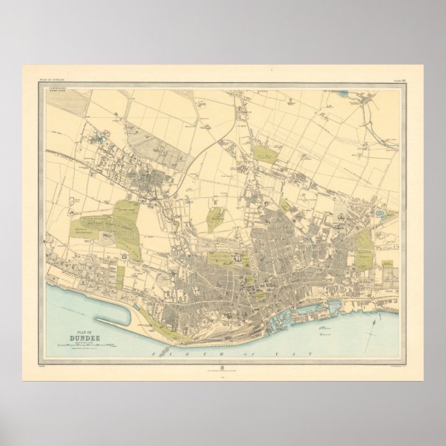 Poster Old Dundee Scotland Map (1912)  (Devant)