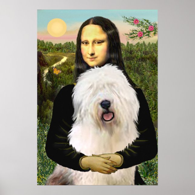 Poster Old English Sheepdog - Mona Lisa (Devant)