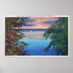 Poster Old Fort Ontario Sunset Vue du lac Ontario
