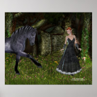 'Old Friends' - Elf & Black Horse Imprimer/Poster