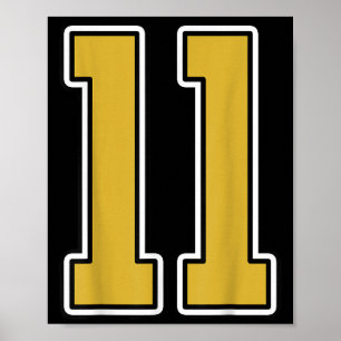 Poster Old Gold Black White Srts Numéro 11 Jersey Uniform