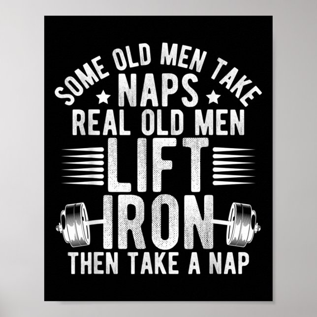 Poster Old Men Gag Workout Gym Fitness Exercise Weightlif (Devant)