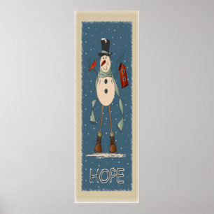 Poster Old Mode Hope Snowman Noël
