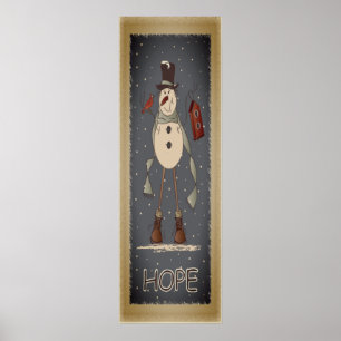 Poster Old Mode Hope Snowman   Noël