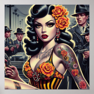 Poster Old School mignonne Goth Girl