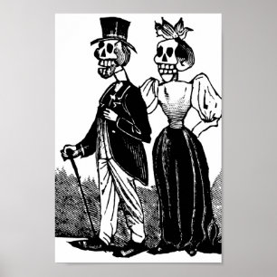 Poster Old Skeleton Couple circa early 1900s, Mexico