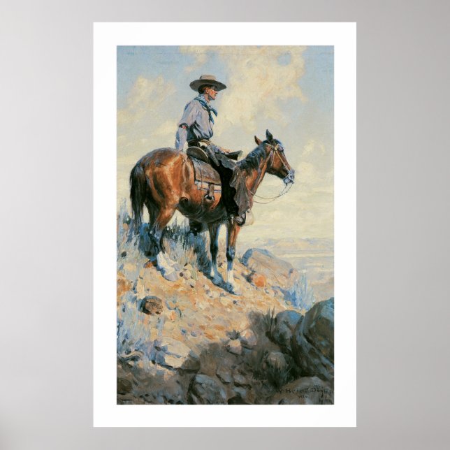 Poster Old West Cowboy of the Plains Art Imprimer l'affic (Devant)