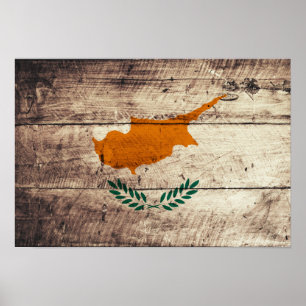 Poster Old Wooden Cyprus Flag