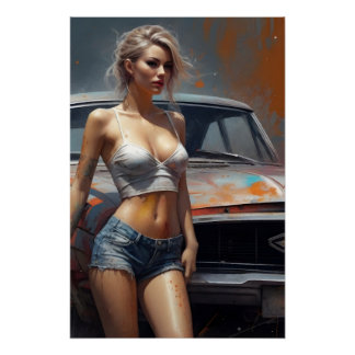 Poster oldtimer pinup nostalgie KUNSTBLOND