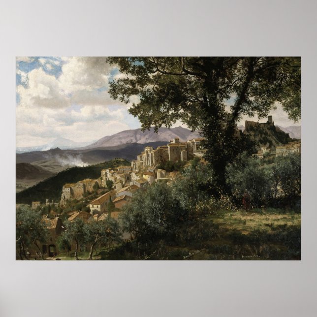Poster Olevano (1856-57) Albert Bierstadt (Devant)