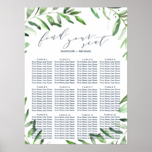Poster Olive Branch Boho Jardin Mariage Carte de siège