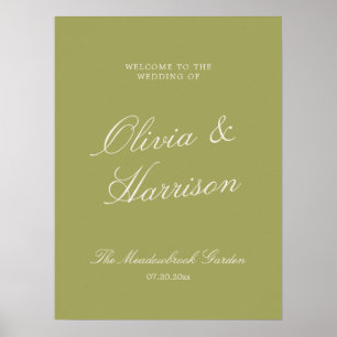 Poster Olive Estate Calligraphie Mariage Bienvenue
