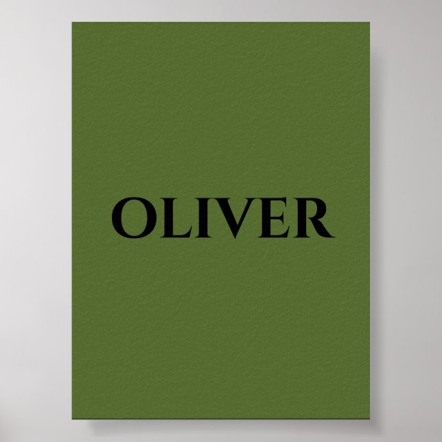 Poster Olive Green et minimaliste Nom noir (Devant)