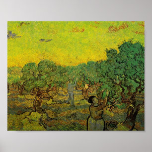 Poster Olive Grove with Picking Figures, Vincent van Gogh