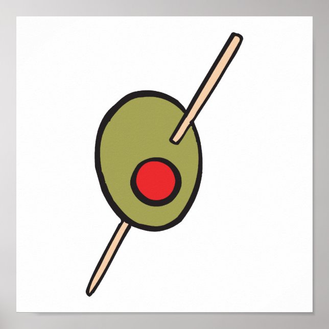 Poster olive verte sur cure-dent (Devant)