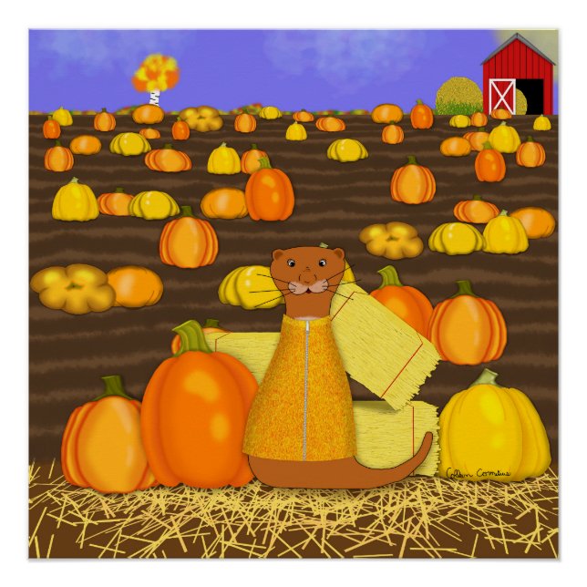 Poster Oliver Le Otter prend un Citrouille (Devant)