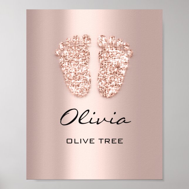 Poster Olivia Nom Signification Nouveau Pieds Rose bébé C (Devant)