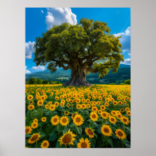 Poster Olivier dans le champ de tournesol