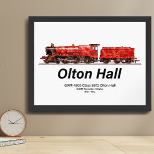Poster Olton Hall Train à vapeur vintage anglais Locomoti