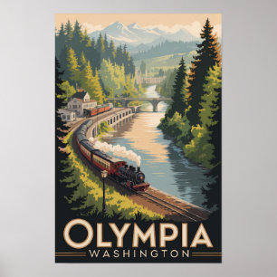 Poster Olympia illustration de voyage art vintage Washing