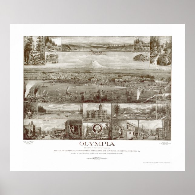 Poster Olympia, WA Carte panoramique - 1903 (Devant)