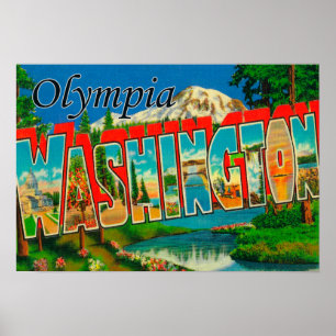 Poster Olympia, Washington - Large Letter Scenes 2