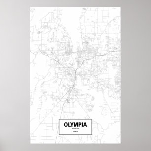 Poster Olympia, Washington (noir sur le blanc)