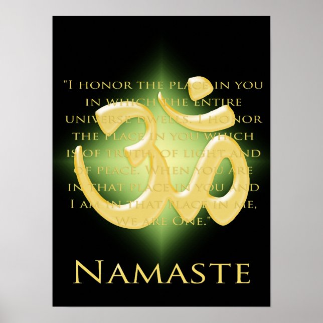 Poster Om en noir et or - Namaste (Devant)