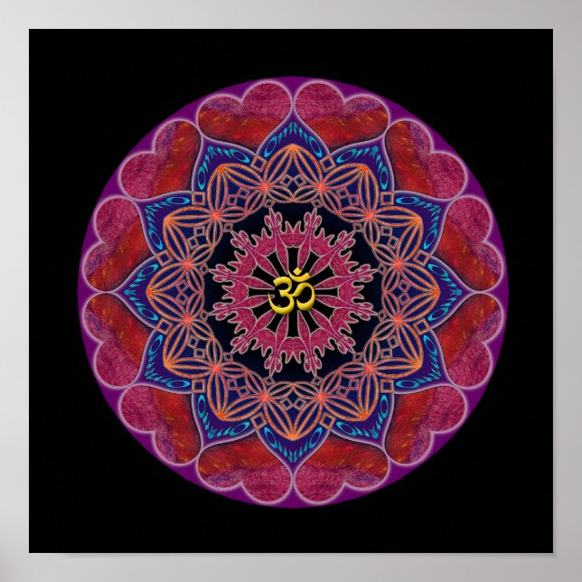 Poster Om Heart Mandala (Devant)