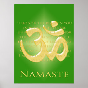 Poster Om in Green & Gold - Namaste