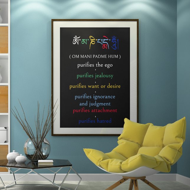 Poster Om Mani Padme Hum Avalokiteshvara Mantra Coloré (Créateur téléchargé)
