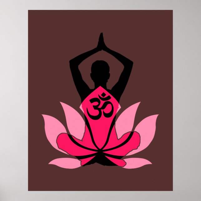 Poster OM Namaste Spirituelle Lotus Fleur Yoga en Ombre (Devant)