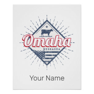 Poster Omaha City Nebraska États-Unis Vintage USA