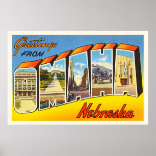 Poster Omaha Nebraska NE Vieux souvenir Vintage voyage