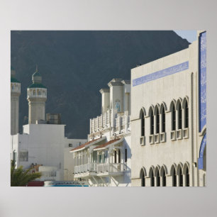 Poster Oman, Mascate, Mutrah. Mosquée de Mutrah Corniche