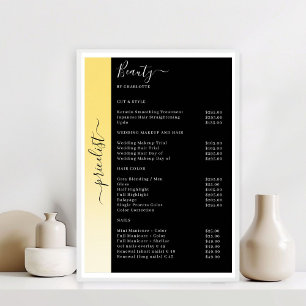 Poster Ombre, Beige, Jaune & Liste de Prix Salon Noir