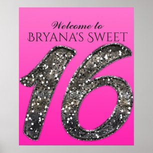 Poster Ombre de rose et d'argent Parties scintillant 16 S