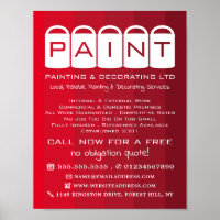 Ombre rouge, seaux de peinture, peintre et décorat