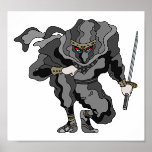 Poster Ombre se cachant dans les ténèbres. Ninja cybernét