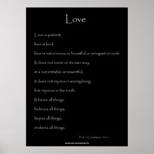 Poster On Love Paul, 1 Corinthiens 13:4-7 Citation de la 
