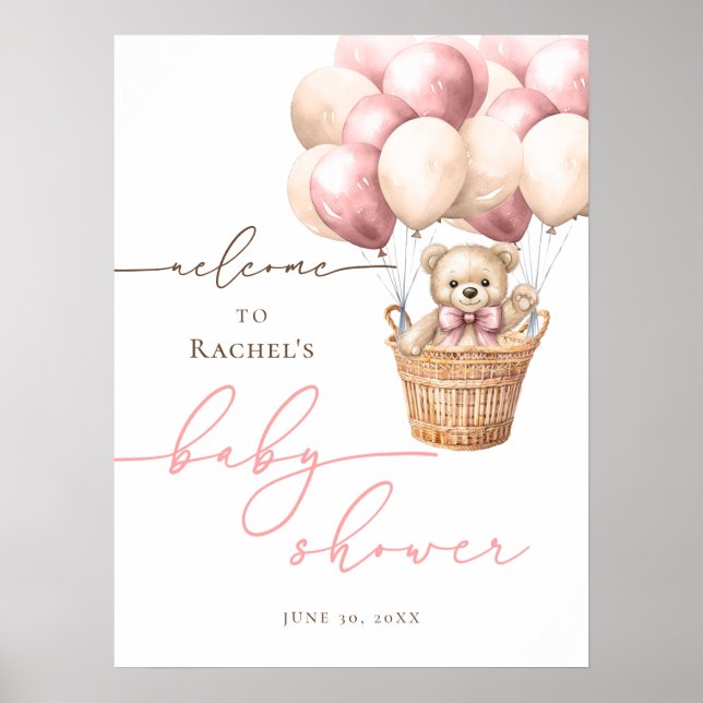 Poster On Peut Attendre | Accueil Baby shower rose (Devant)
