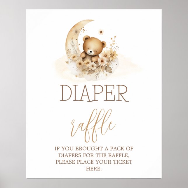 Poster On peut attendre baby shower Diaper Raffle signe (Devant)