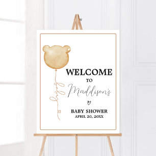 Poster On Peut Attendre Brown Balloon Bébé Bienvenue